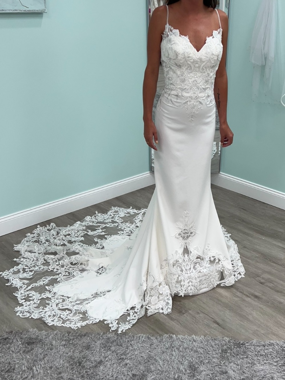 Casablanca Ivory Lace Wedding Gown